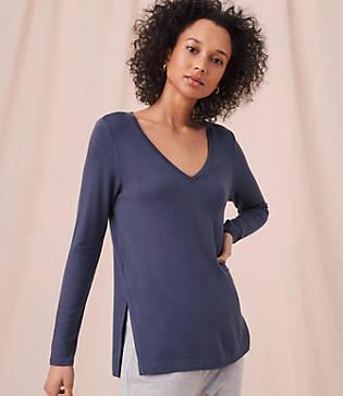 Lou & Grey Signaturesoft Slit V-neck Top