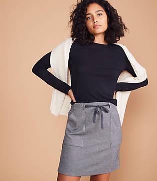Lou & Grey Houndstooth Ponte Drawstring Skirt