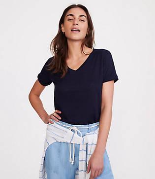Lou & Grey Softserve Linen V-neck Tee