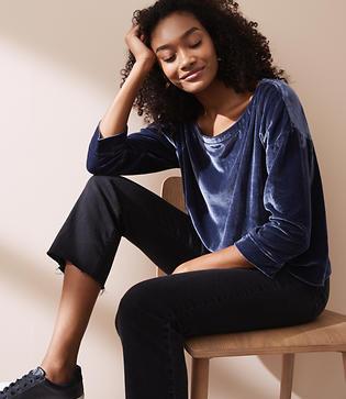 Lou & Grey Relaxed Velvet Top