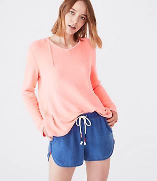 Lou & Grey Garment Dye Terry V-neck Hoodie