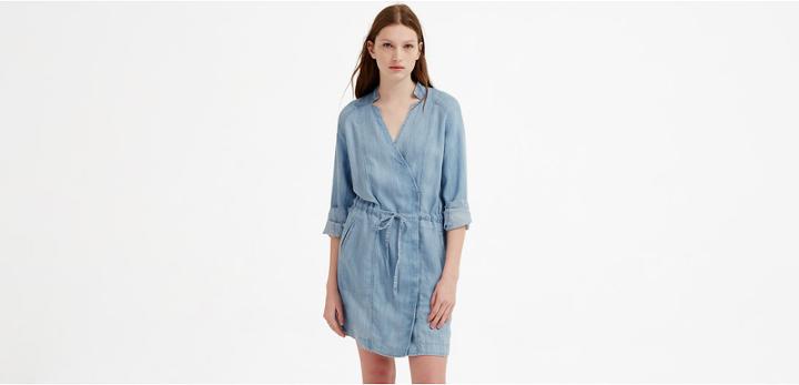 Lou & Grey Chambray Overlap Dress