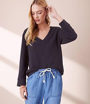 Lou & Grey Garment Dye V-neck Sweatshirt