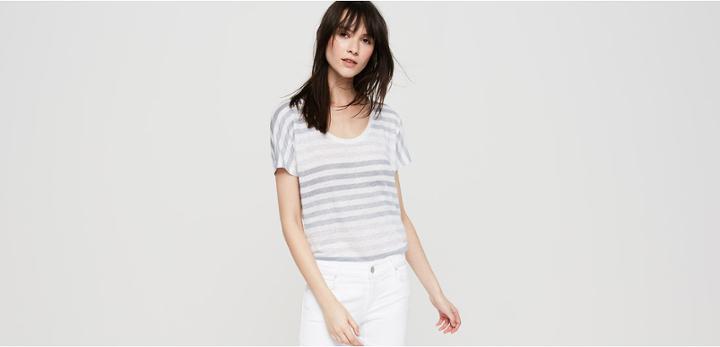Lou & Grey Striped Linen Scoop Neck Tee