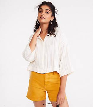 Lou & Grey Stripe Boucle Cropped Shirt