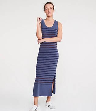 Lou & Grey Sundry Striped Racerback Slit Dress