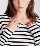 Lou & Grey Striped V-neck Shirttail Top