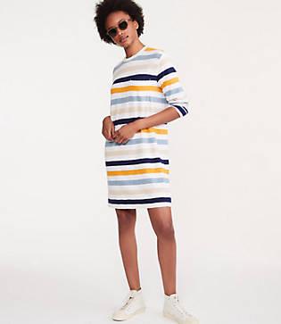 Lou & Grey Striped Cozy Jersey Pocket Tee Dress
