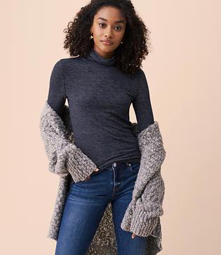 Lou & Grey Striped Warming Knit Turtleneck