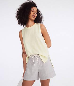 Lou & Grey Crosshatch Softstretch Linen Rope Tie Shorts