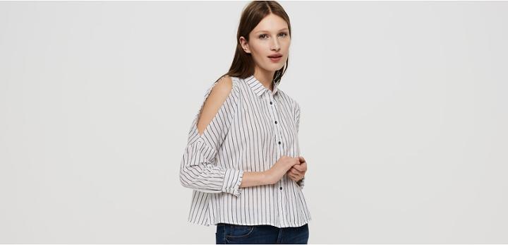 Lou & Grey Striped Cold Shoulder Shirt