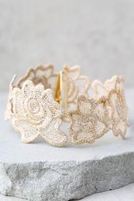 Lulus Curio Light Beige Lace Choker Necklace