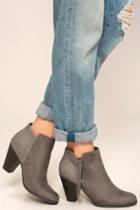 Lulus | Chic Mystique Taupe Ankle Booties | Size 5.5 | Grey | Vegan Friendly