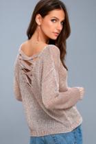 Lulus | Halcyon Rose Gold Metallic Knit Backless Sweater
