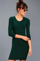 Obey | Easton Forest Green Long Sleeve Bodycon Dress | Size X-small | Lulus