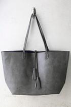 Lulus Authority Figure Navy Blue And Charcoal Grey Reversible Tote