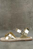 Glamorous Sunny Gold Espadrille Flat Sandals