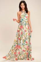 Cocolove Lilja Cream Floral Print Maxi Dress