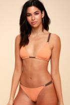 Koa Swim Tides Peach And Brown Reversible Bikini Bottom | Lulus