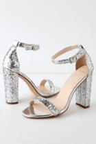 Taylor Glitter Silver Ankle Strap Heels | Lulus