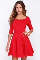 Lulus Exclusive Tip The Scallops Red Dress