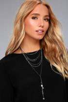 Lulus | Life Force Silver And Gunmetal Layered Necklace