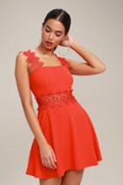 Visual Treat Red Lace Skater Dress | Lulus