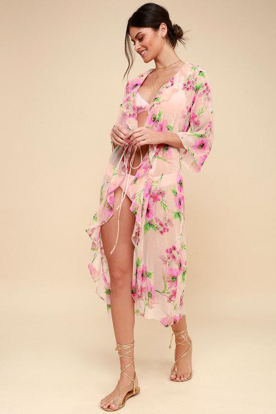 Poolside Vibes Blush Pink Floral Print Cover-up | Lulus