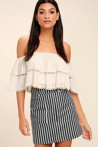 Lulus Derby Darling Navy Blue Striped Mini Skirt