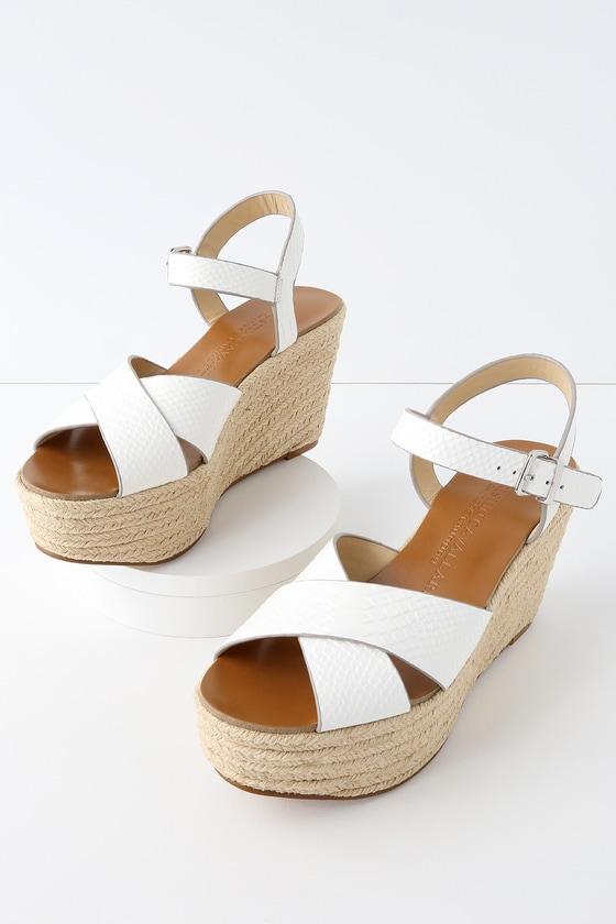 Kristin Cavallari Mikah White Snake Leather Espadrille Wedges | Lulus