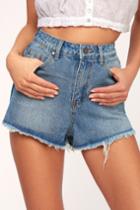 Mimmie Light Wash Two-tone High-waisted Denim Shorts | Lulus
