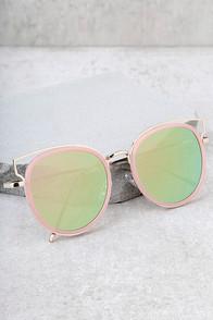 Lulus French Riviera Gold And Pink Mirrored Sunglasses