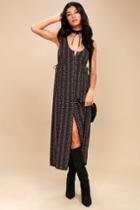 Billabong | Desert Dreamers Black Print Midi Dress | Size X-small | 100% Rayon | Lulus