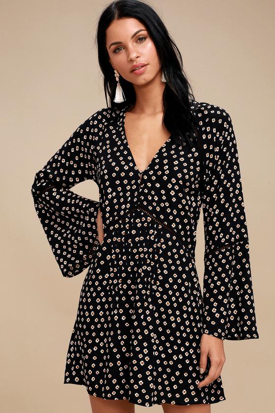 Amuse Society Love Struck Black Floral Print Sheath Dress | Lulus