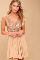 Sparkle And Shine Rose Gold Sequin Skater Dress | Lulus