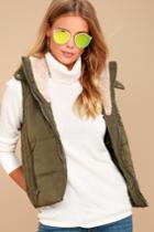 Ppla | Vita Olive Green Puffer Vest | Size Large | 100% Polyester | Lulus