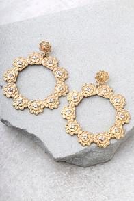 Lulus Among The Azaleas Gold Earrings