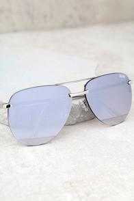 Quay The Playa Grey And Silver Mirrored Aviator Sunglasses