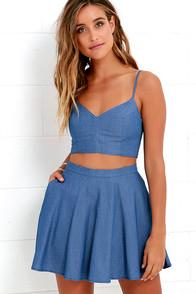 Lulus Accompany Me Blue Chambray Two-piece Dress