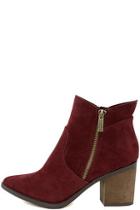 Breckelle's Emme Wine Suede Ankle Booties