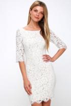So Lovely White And Nude Lace Bodycon Dress | Lulus