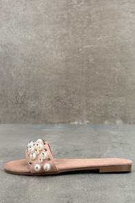Jacobies Nichol Blush Pink Suede Slide Sandals