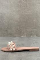 Jacobies Nichol Blush Pink Suede Slide Sandals