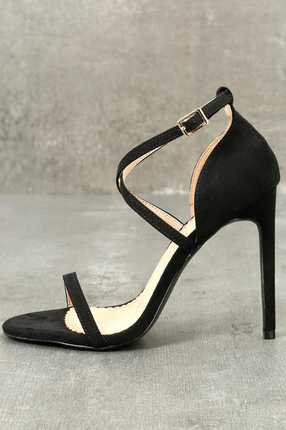 Lulus | Trixy Black Suede Ankle Strap Heels