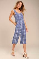 Tavik | Salamen Blue Print Midi Jumpsuit | Size Medium | Lulus