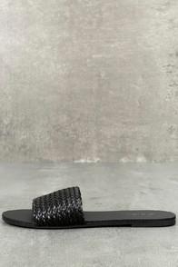 Soda Marley Black Woven Slide Sandals