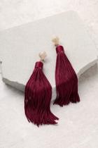 Lulus Royal Ways Burgundy Tassel Earrings
