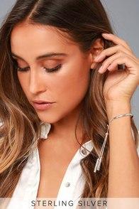 Lulus Dazzle And Delight Sterling Silver Tassel Bracelet
