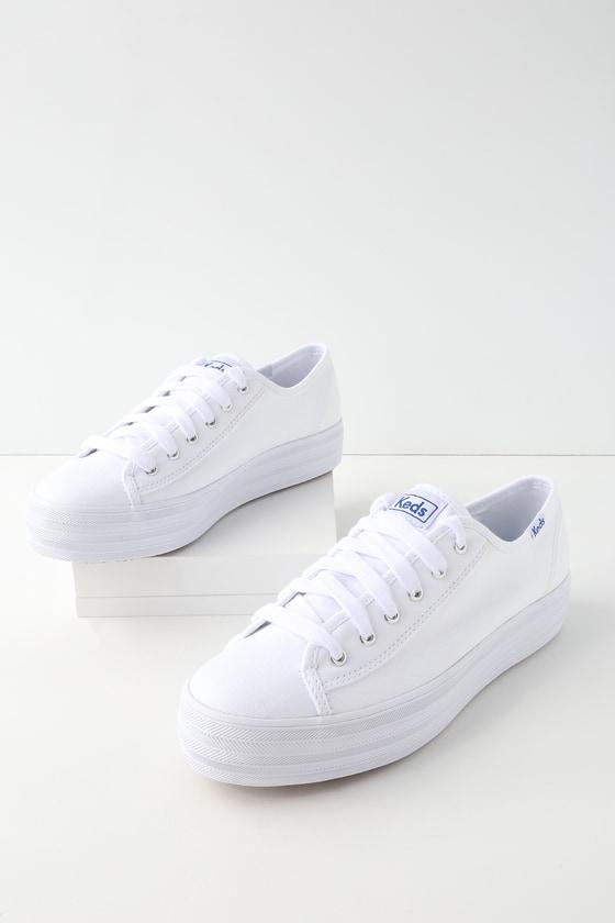 Keds Triple Kick White Flatform Sneakers | Lulus