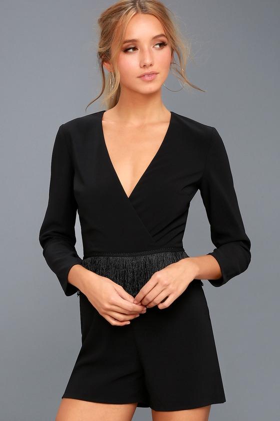 Ali & Jay | Because I Can Black Fringe Romper | Size Small | 100% Polyester | Lulus